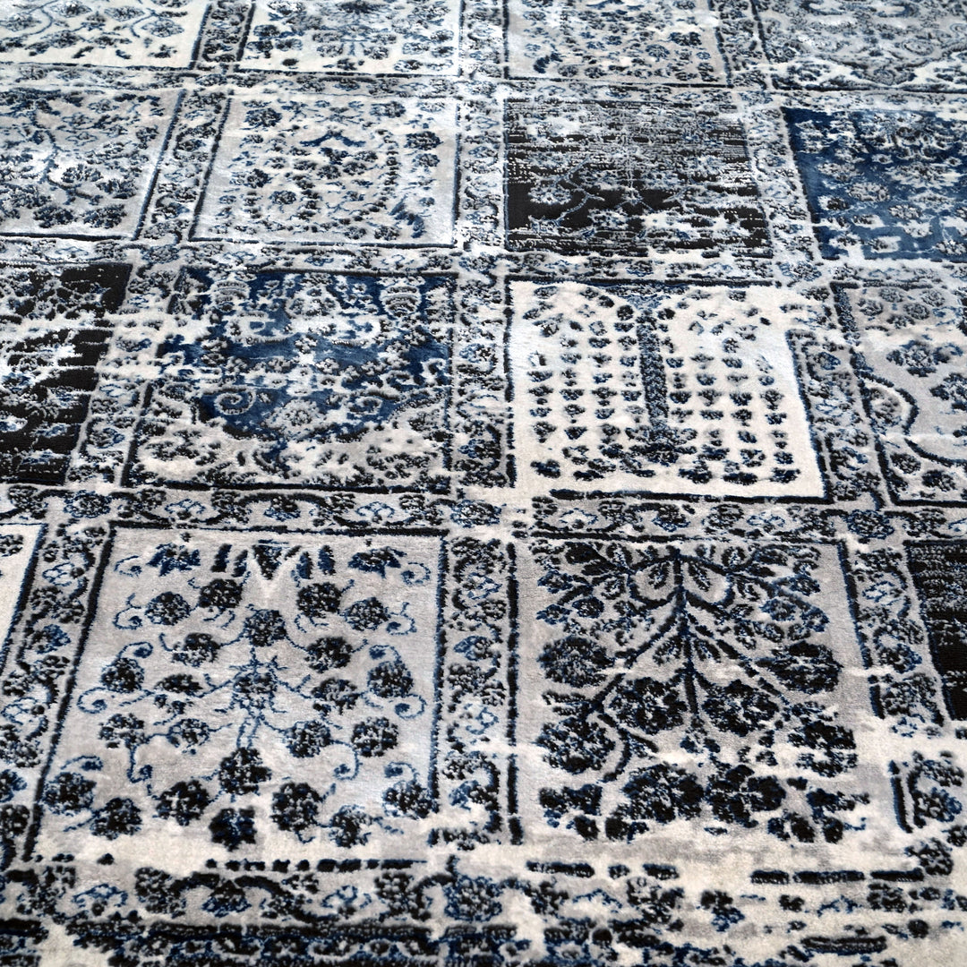 Grey & Blue Abstract Turkish Rug 7x10 FT