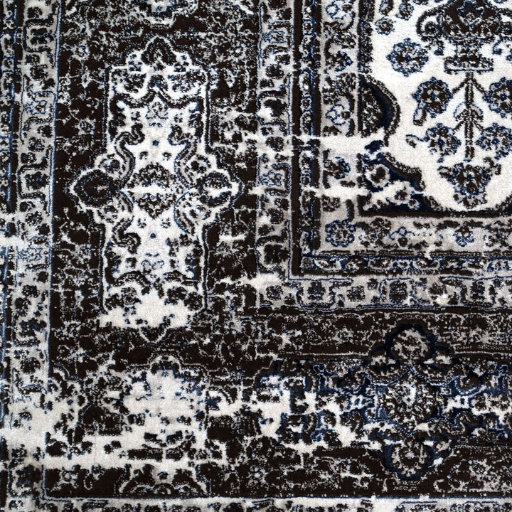 Grey & Blue Abstract Turkish Rug 7x10 FT