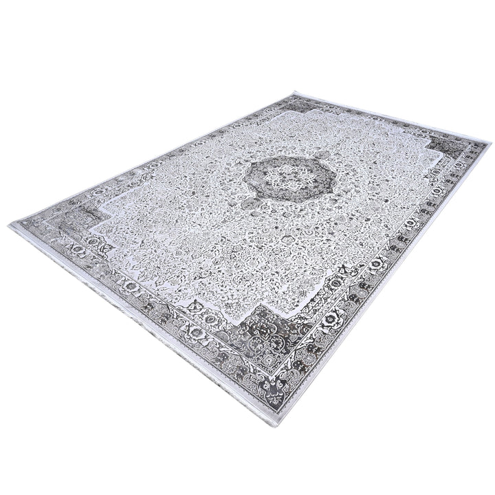 Silver Grey Floring Turkish Rug 7x10 FT