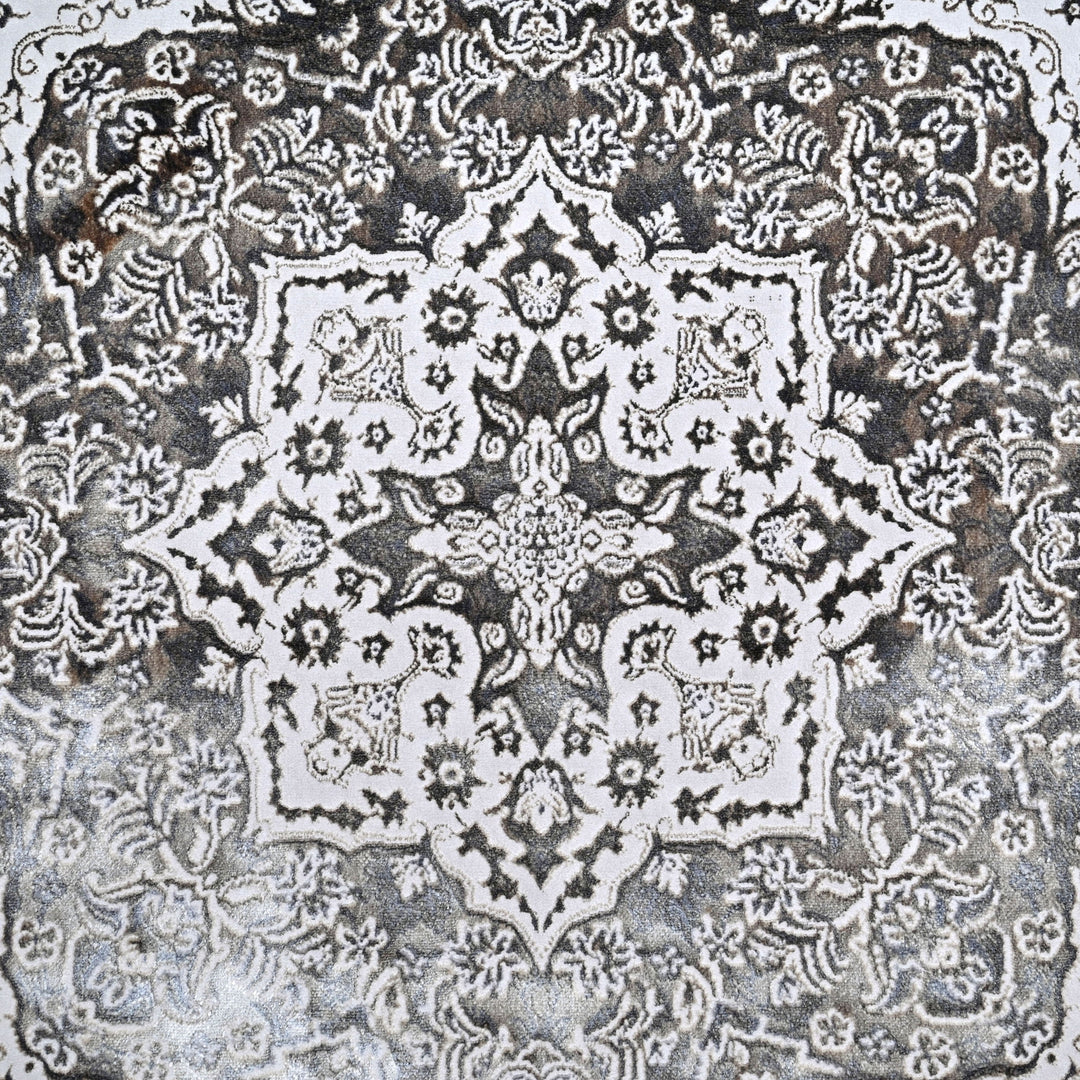 Silver Grey Floring Turkish Rug 7x10 FT
