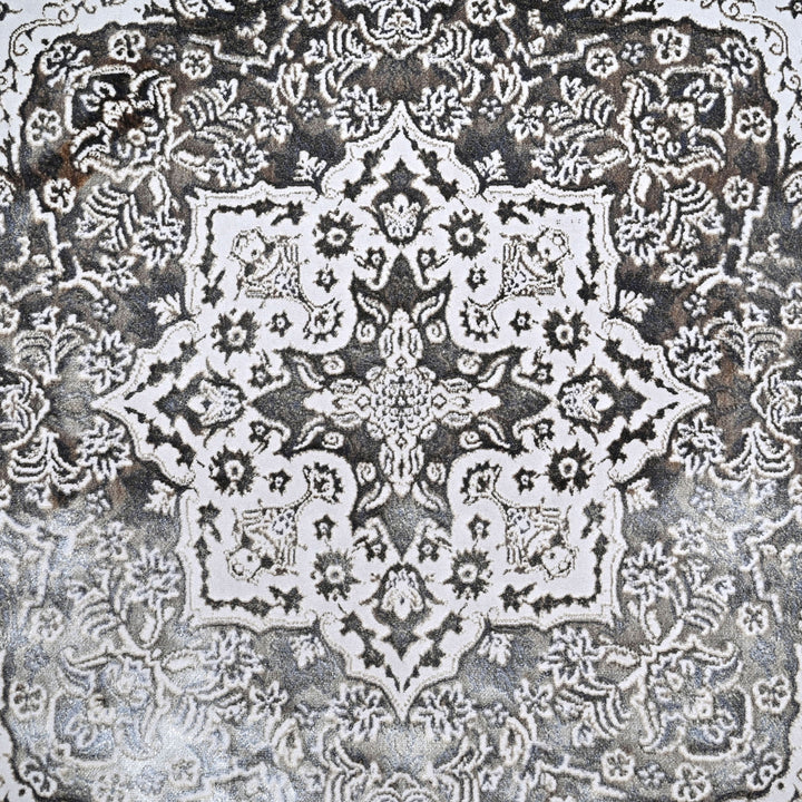 Silver Grey Floring Turkish Rug 7x10 FT