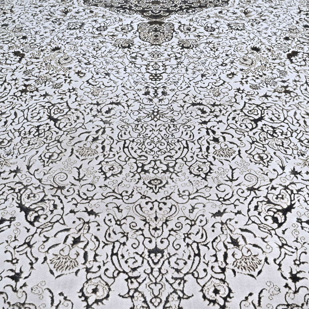 Silver Grey Floring Turkish Rug 7x10 FT