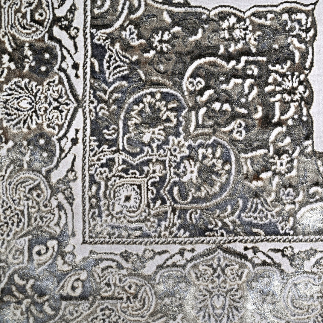 Silver Grey Floring Turkish Rug 7x10 FT