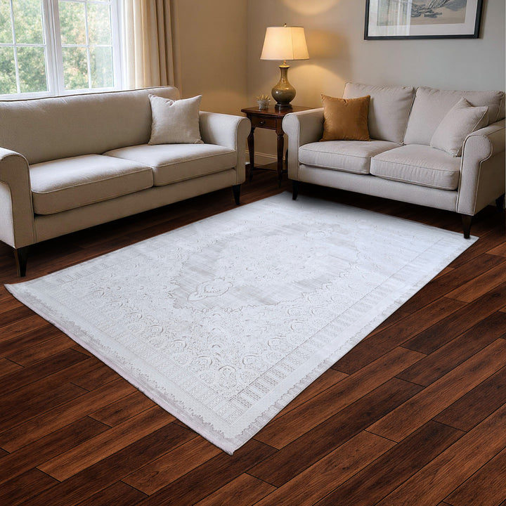 Silver Abstract Turkish Rug 7x10 FT