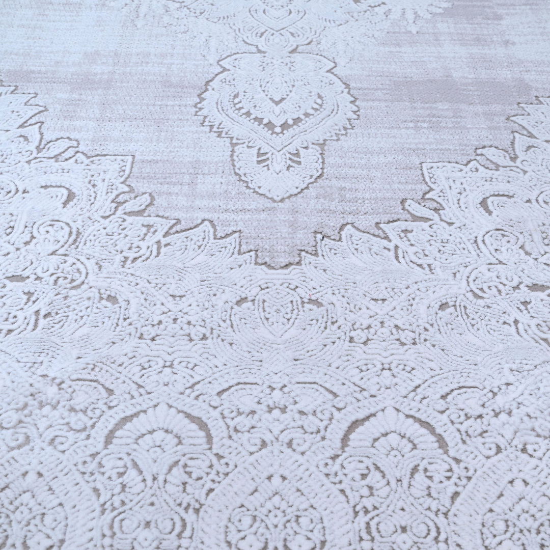 Silver Abstract Turkish Rug 7x10 FT