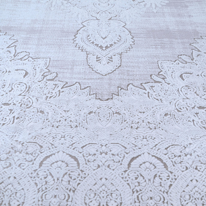 Silver Abstract Turkish Rug 7x10 FT