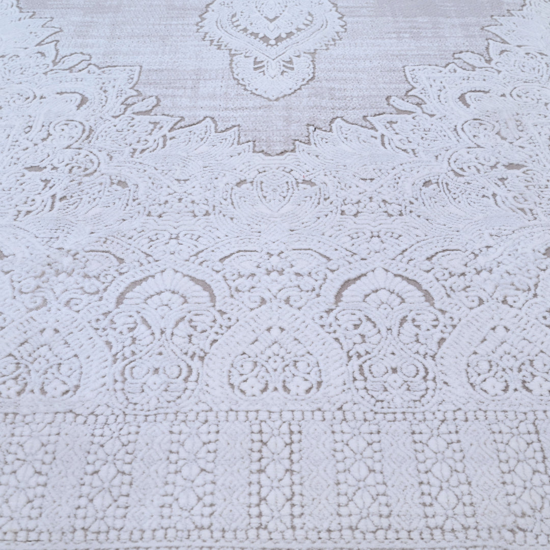 Silver Abstract Turkish Rug 7x10 FT