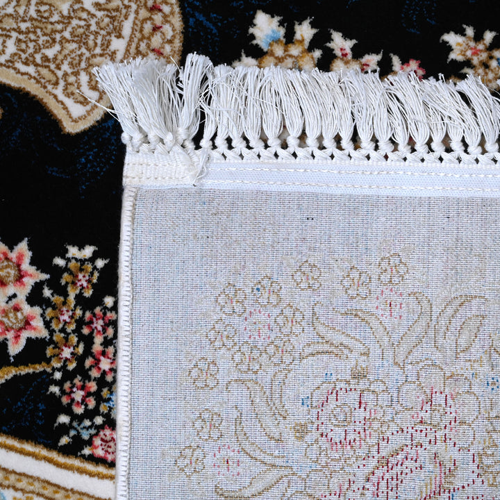 Beige & Black Floring Turkish Rug 7x10 FT