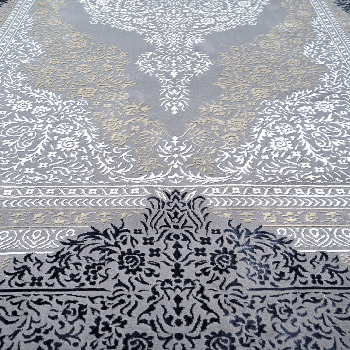 Silver & Grey Abstract Turkish Rug 7x10 FT