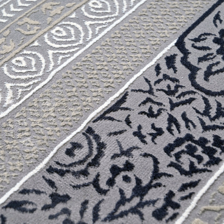 Silver & Grey Abstract Turkish Rug 7x10 FT