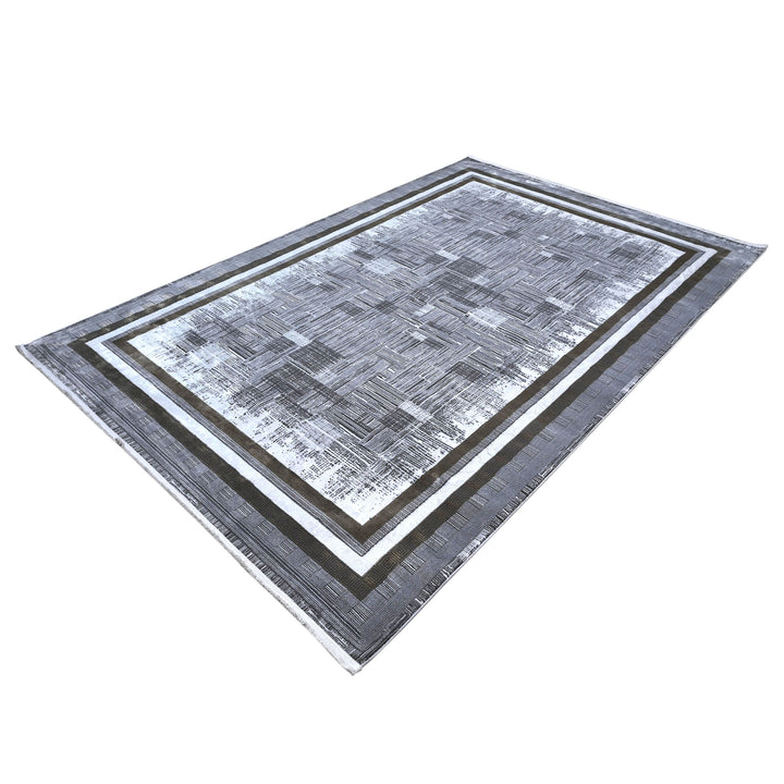 Grey Geometric Turkish Rug 7x10 FT