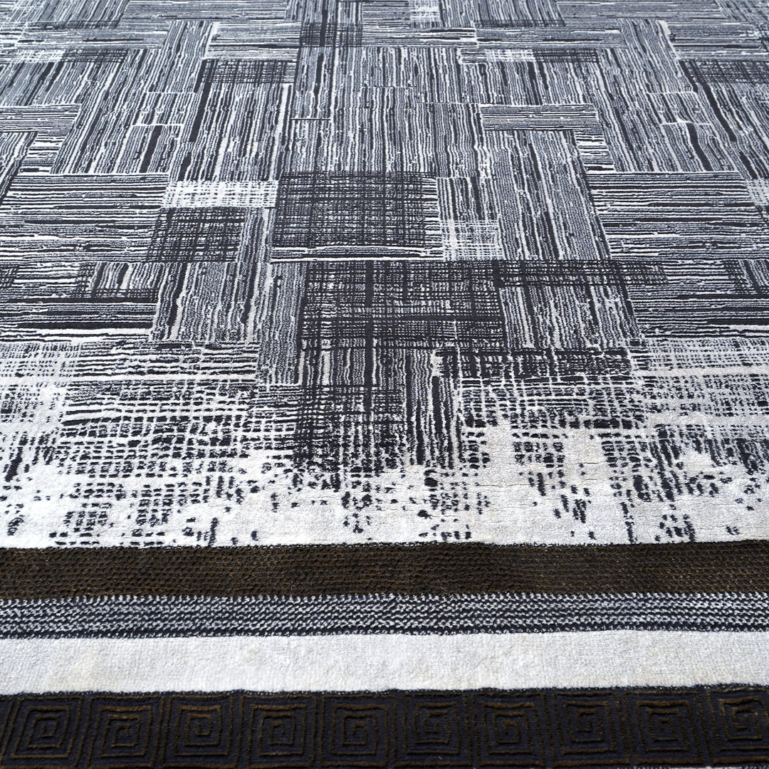 Grey Geometric Turkish Rug 7x10 FT