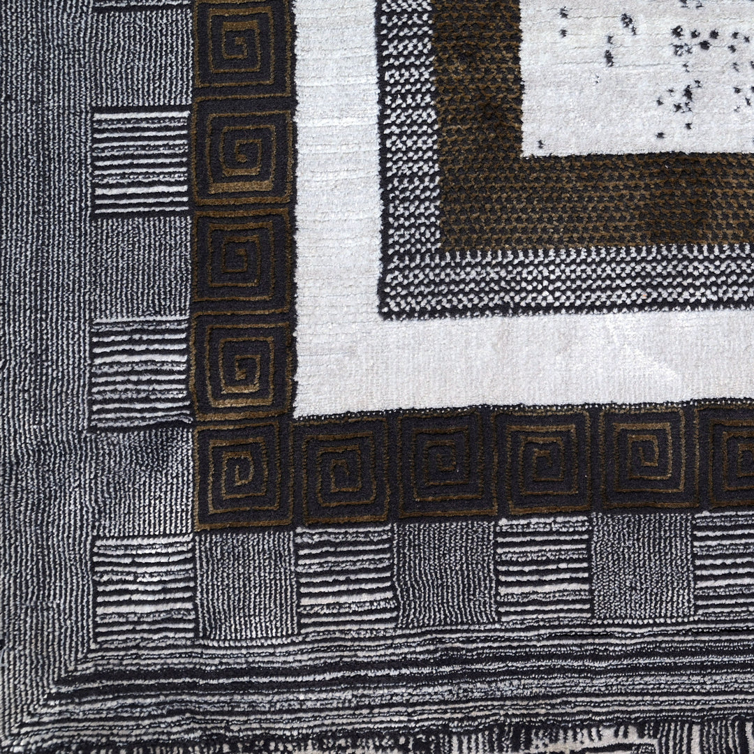 Grey Geometric Turkish Rug 7x10 FT