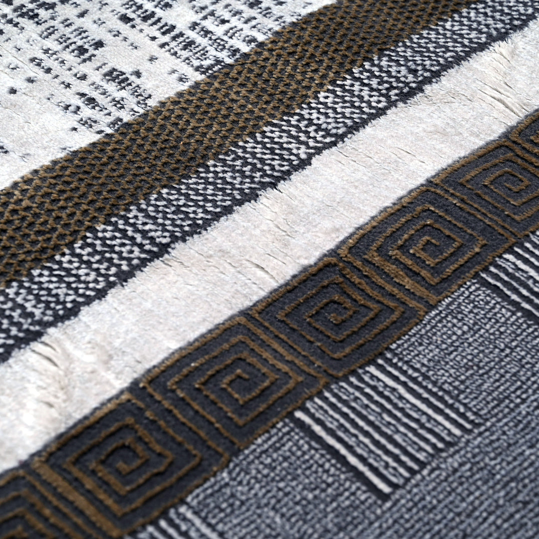 Grey Geometric Turkish Rug 7x10 FT