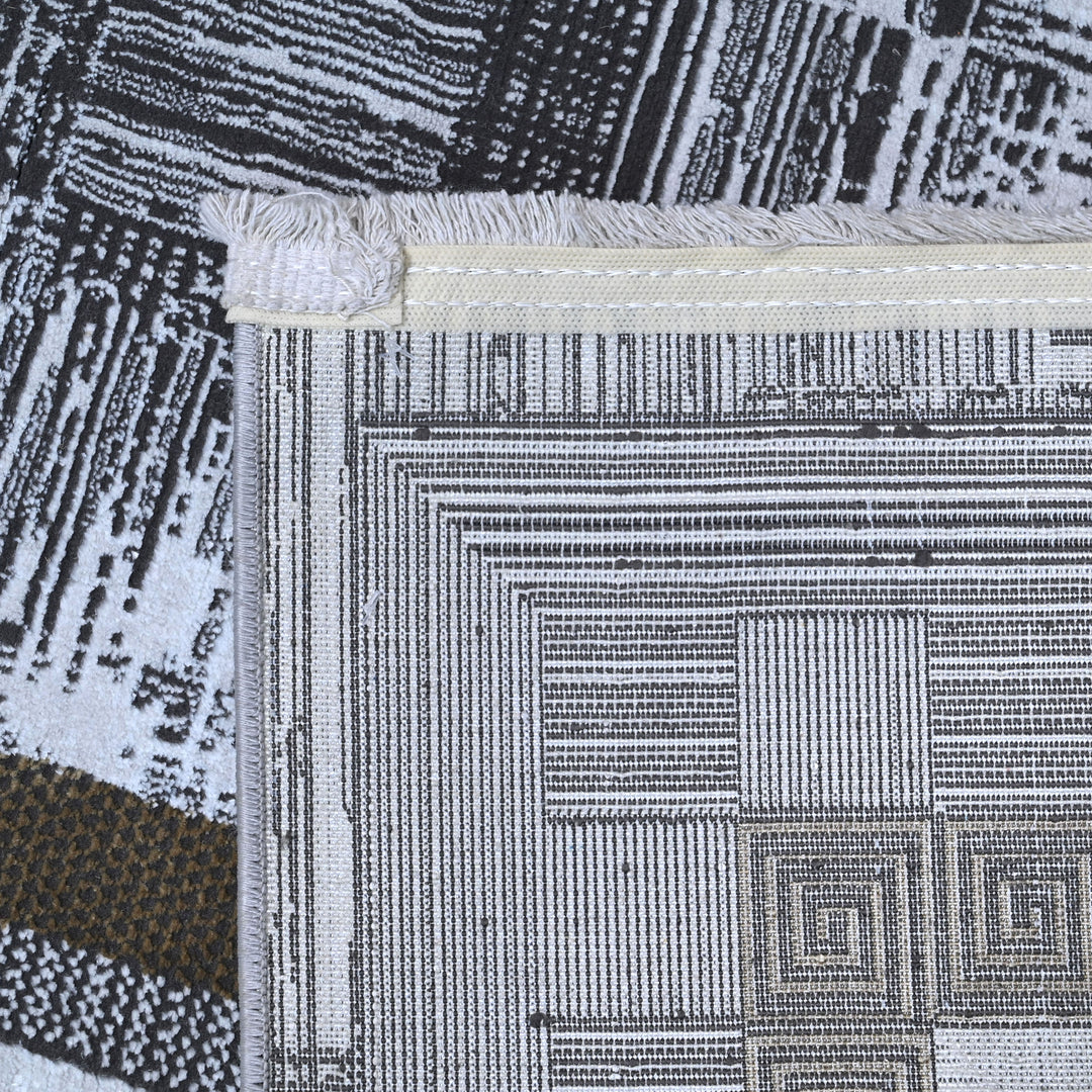Grey Geometric Turkish Rug 7x10 FT