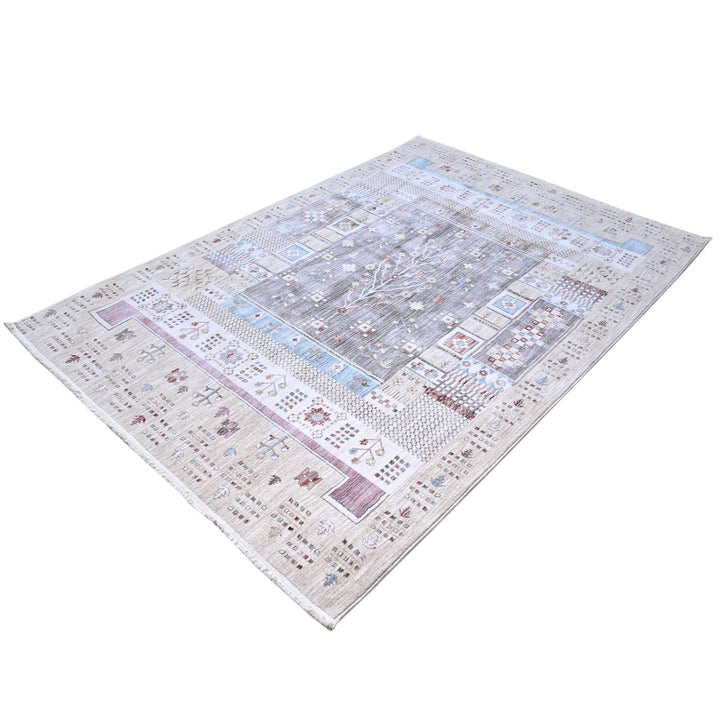 Beige Check Turkish Rug 5x8 FT