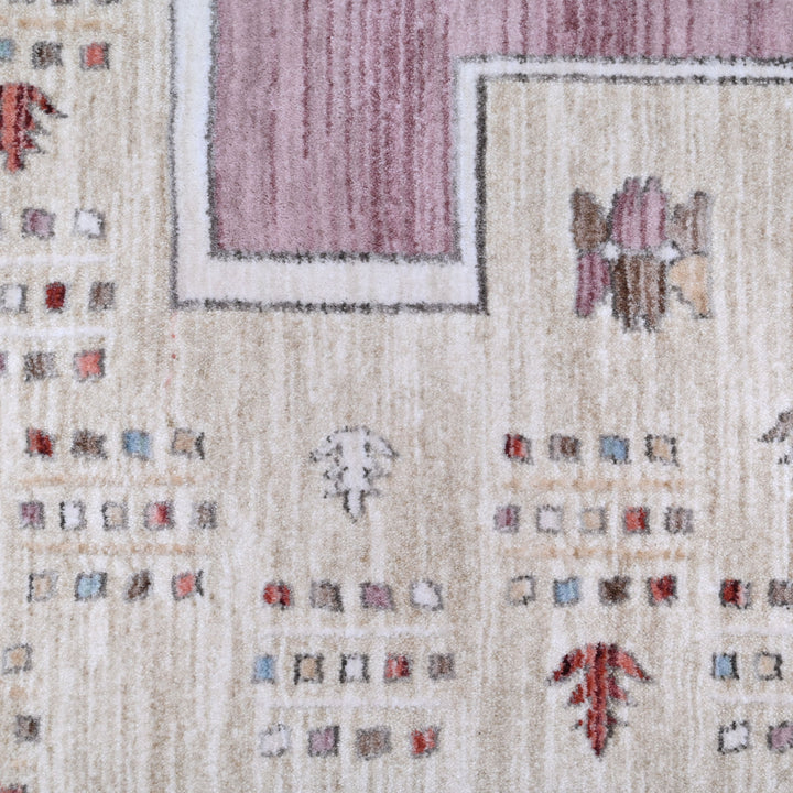 Beige Check Turkish Rug 5x8 FT