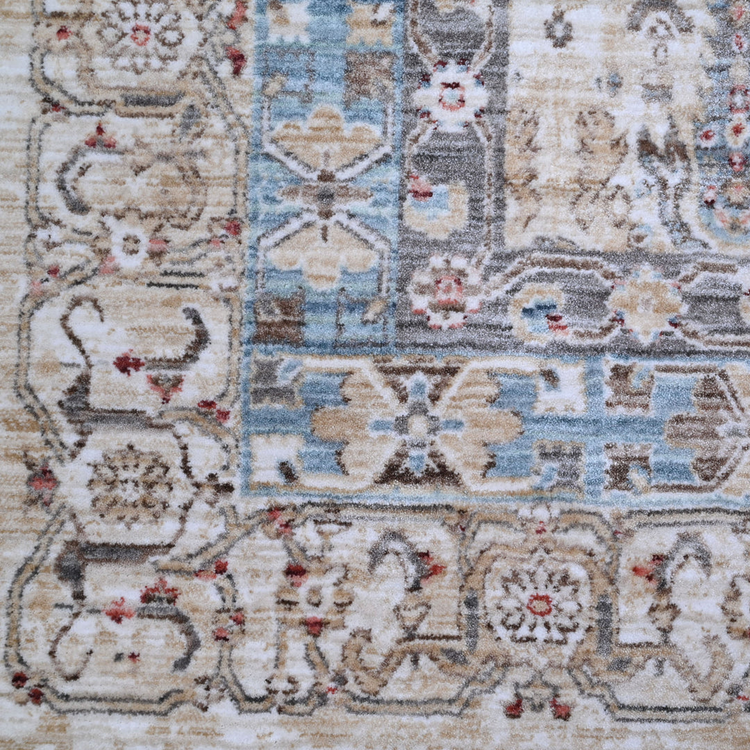 Grey & Sky Blue Abstract Turkish Rug 7x10 FT