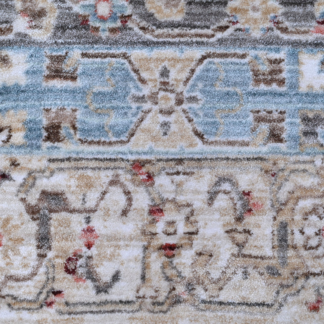 Grey & Sky Blue Abstract Turkish Rug 7x10 FT