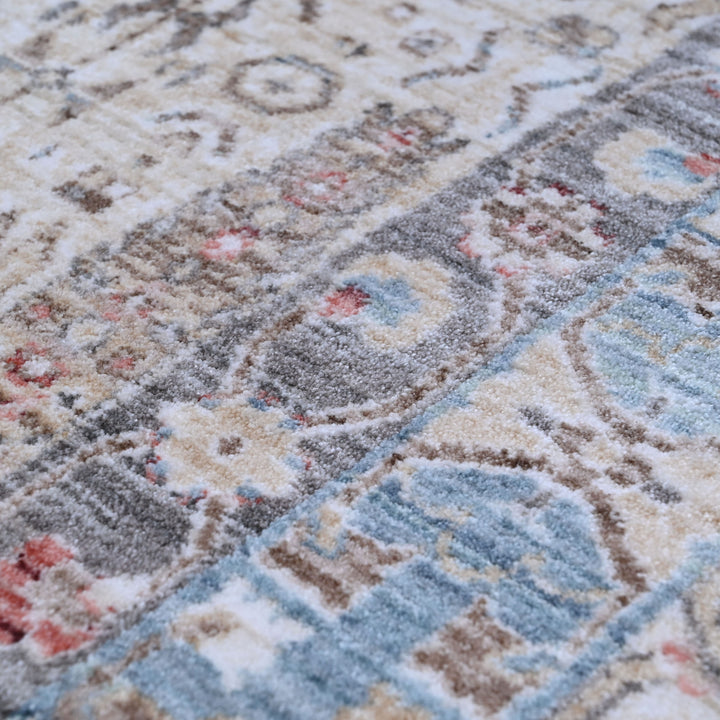 Grey & Sky Blue Abstract Turkish Rug 7x10 FT