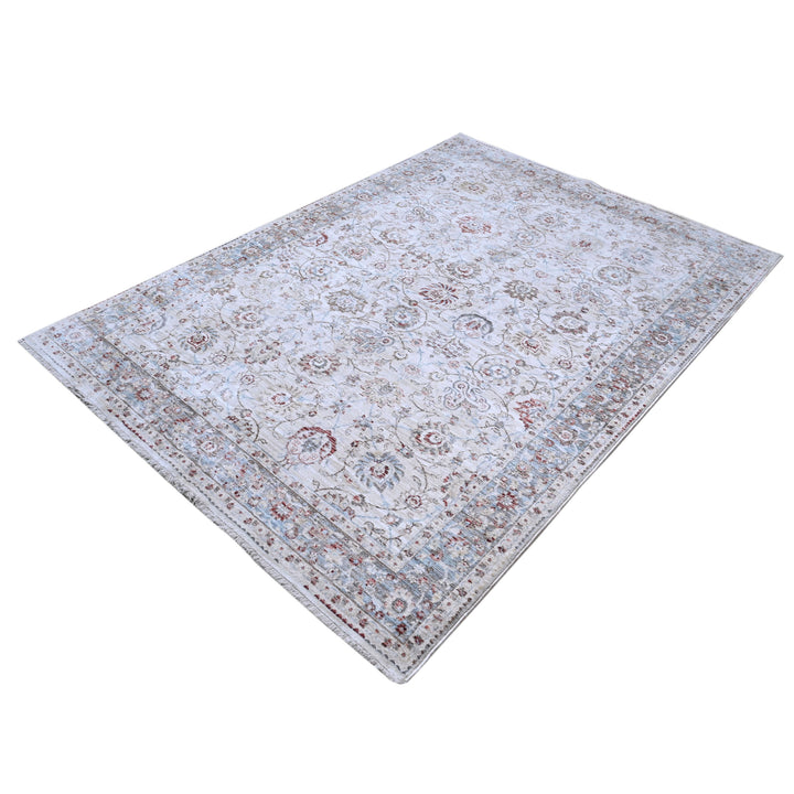 Grey Blue Floring Turkish Rug 5x8 FT