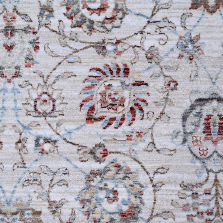 Grey Blue Floring Turkish Rug 5x8 FT
