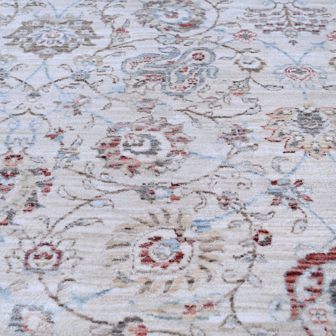 Grey Blue Floring Turkish Rug 5x8 FT