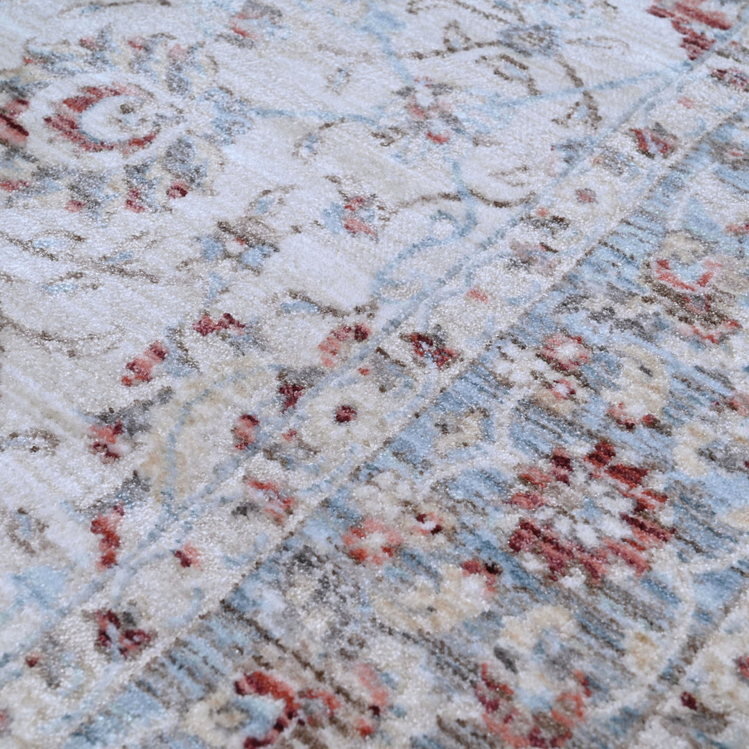 Grey Blue Floring Turkish Rug 5x8 FT