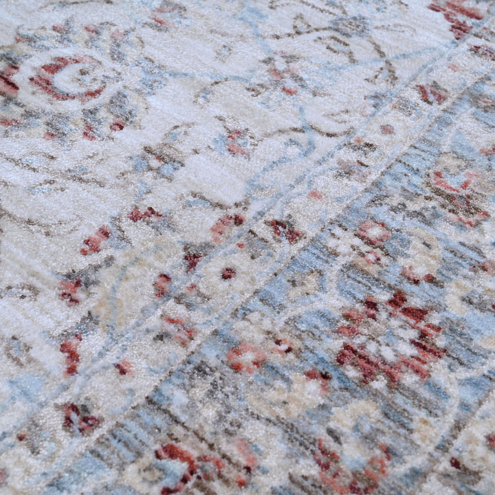 Grey Blue Floring Turkish Rug 5x8 FT