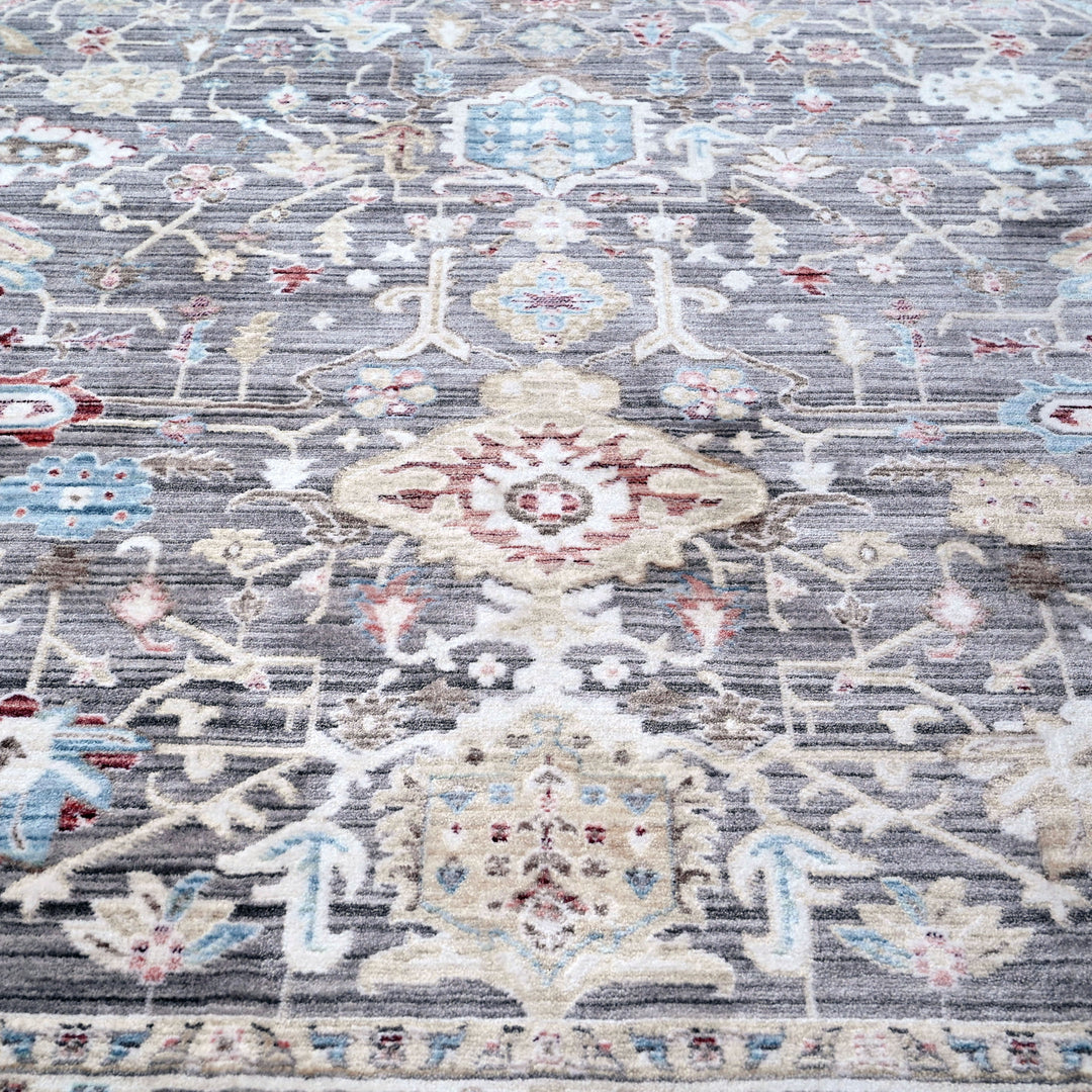 Grey Floring Turkish Rug 5x8 FT