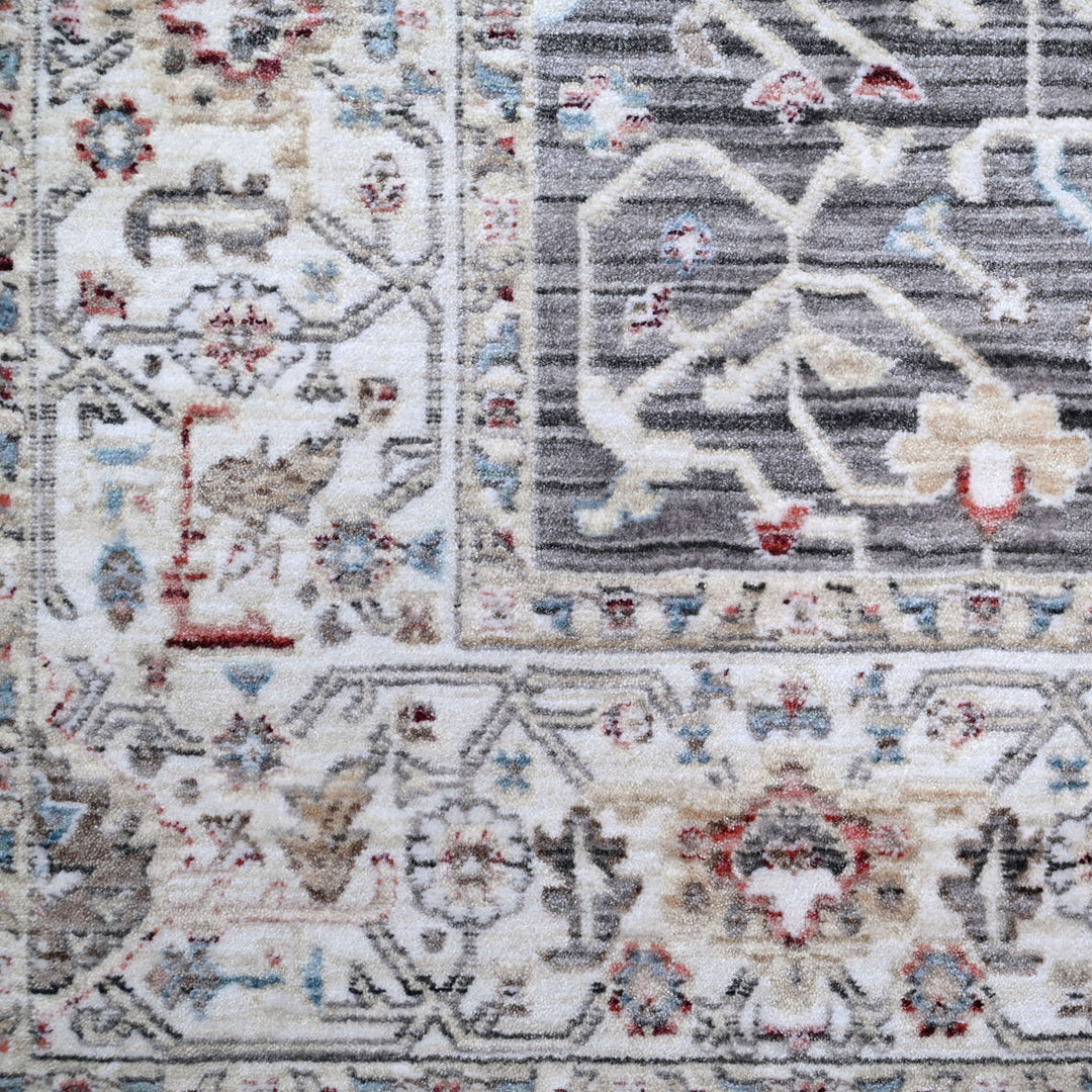Grey Floring Turkish Rug 5x8 FT
