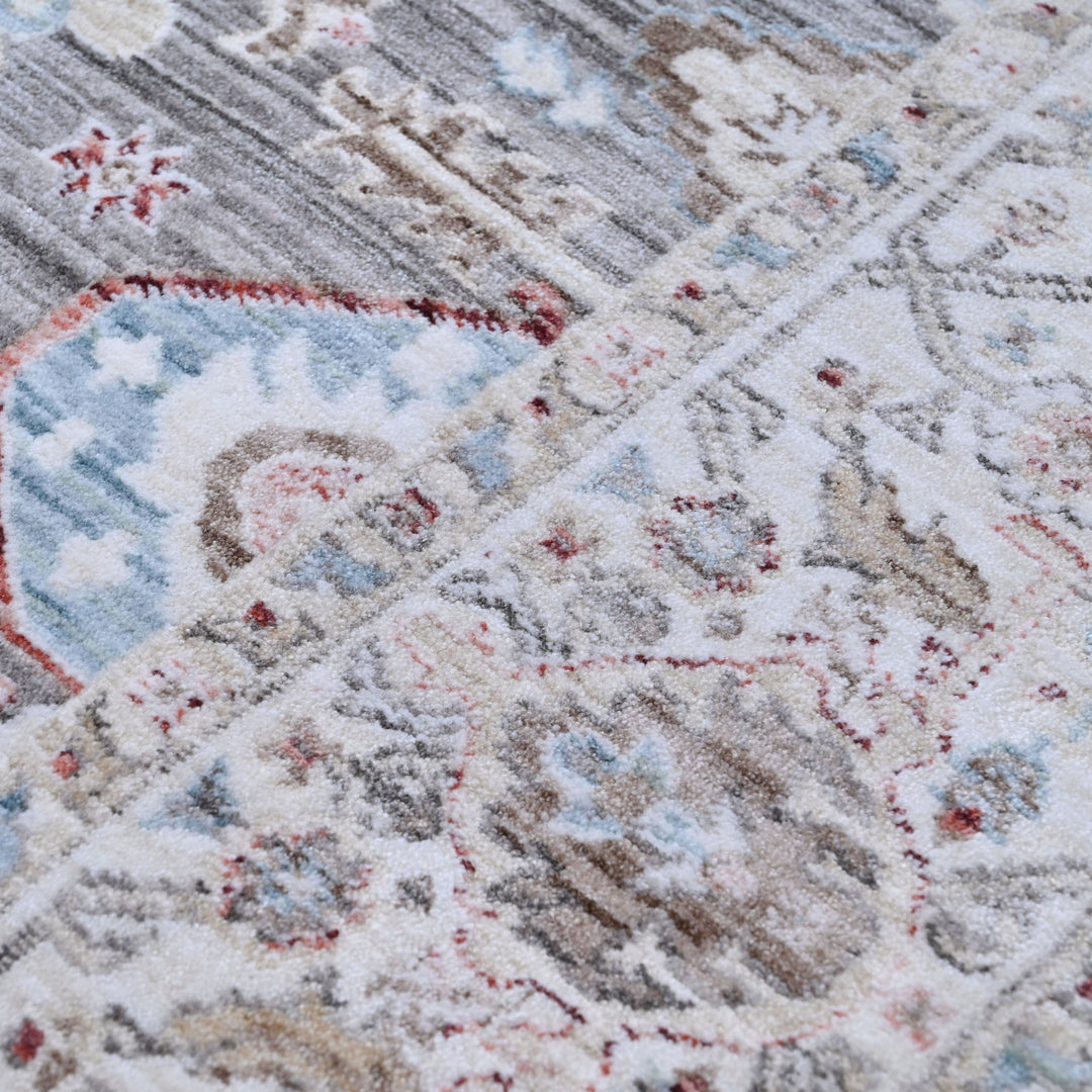 Grey Floring Turkish Rug 5x8 FT