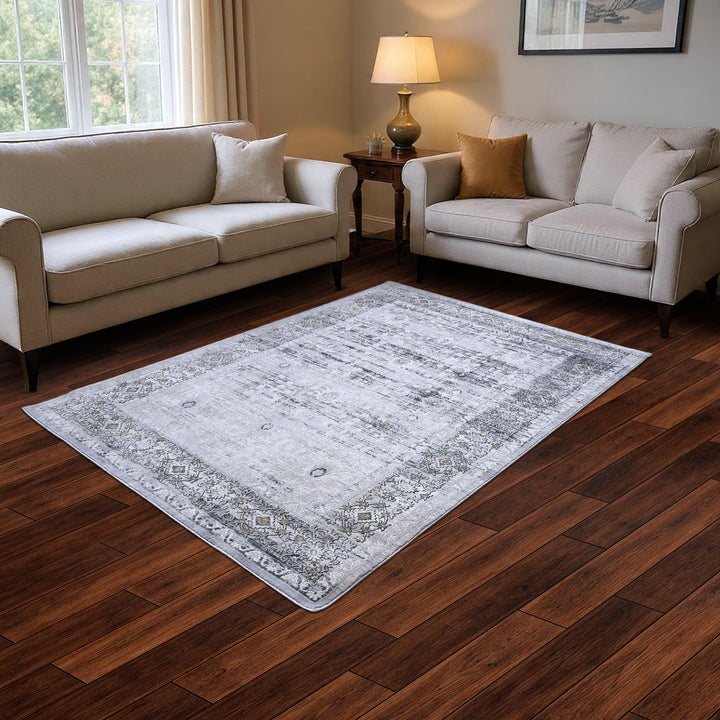 Grey Plain Turkish Rug 5x8 FT
