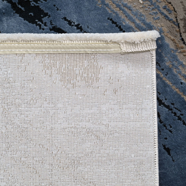 Blue & Beige Waves Turkish Rug 5x8 FT