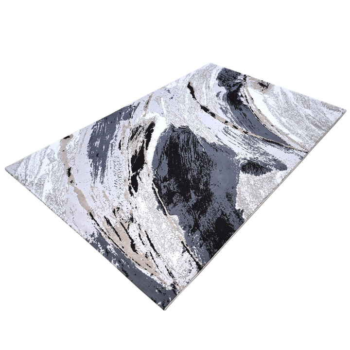 Charcoal Grey Waves Turkish Rug 5x8 FT