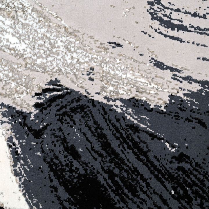 Charcoal Grey Waves Turkish Rug 5x8 FT
