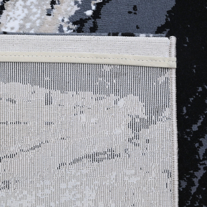 Charcoal Grey Waves Turkish Rug 5x8 FT