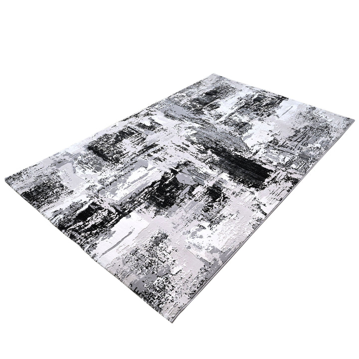 Charcoal Grey Splash Turkish Rug 5x8 FT