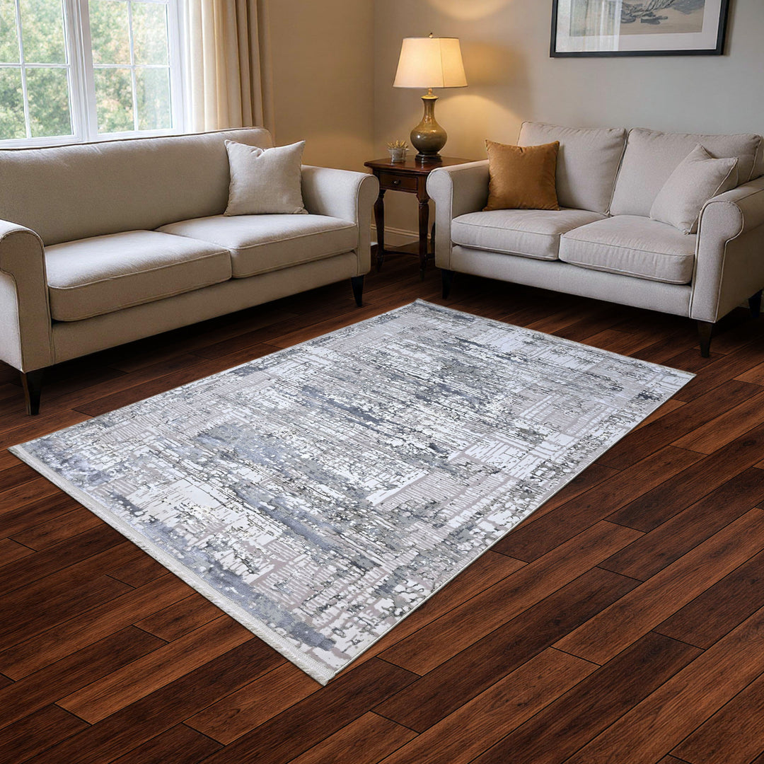 Grey Stripe Turkish Rug 5x8 FT