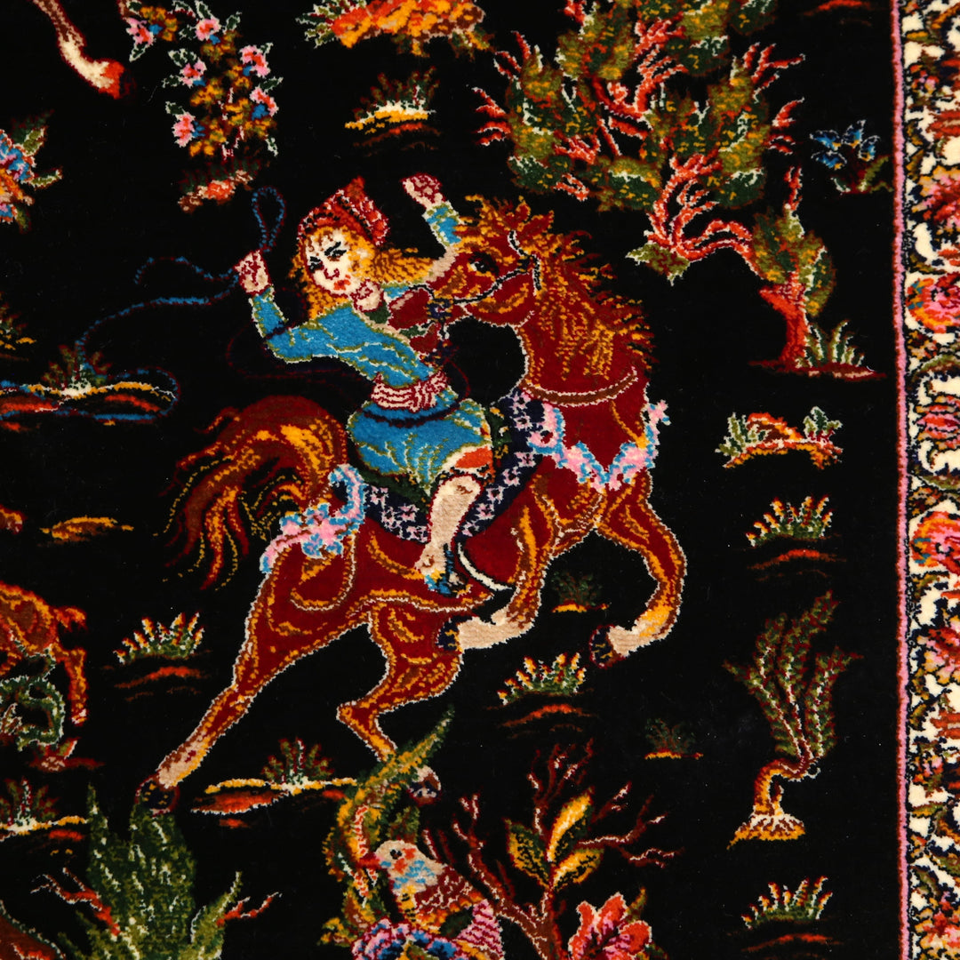 Shikargah Supreme Fine Persian Silk Rug 2.5x4 Ft