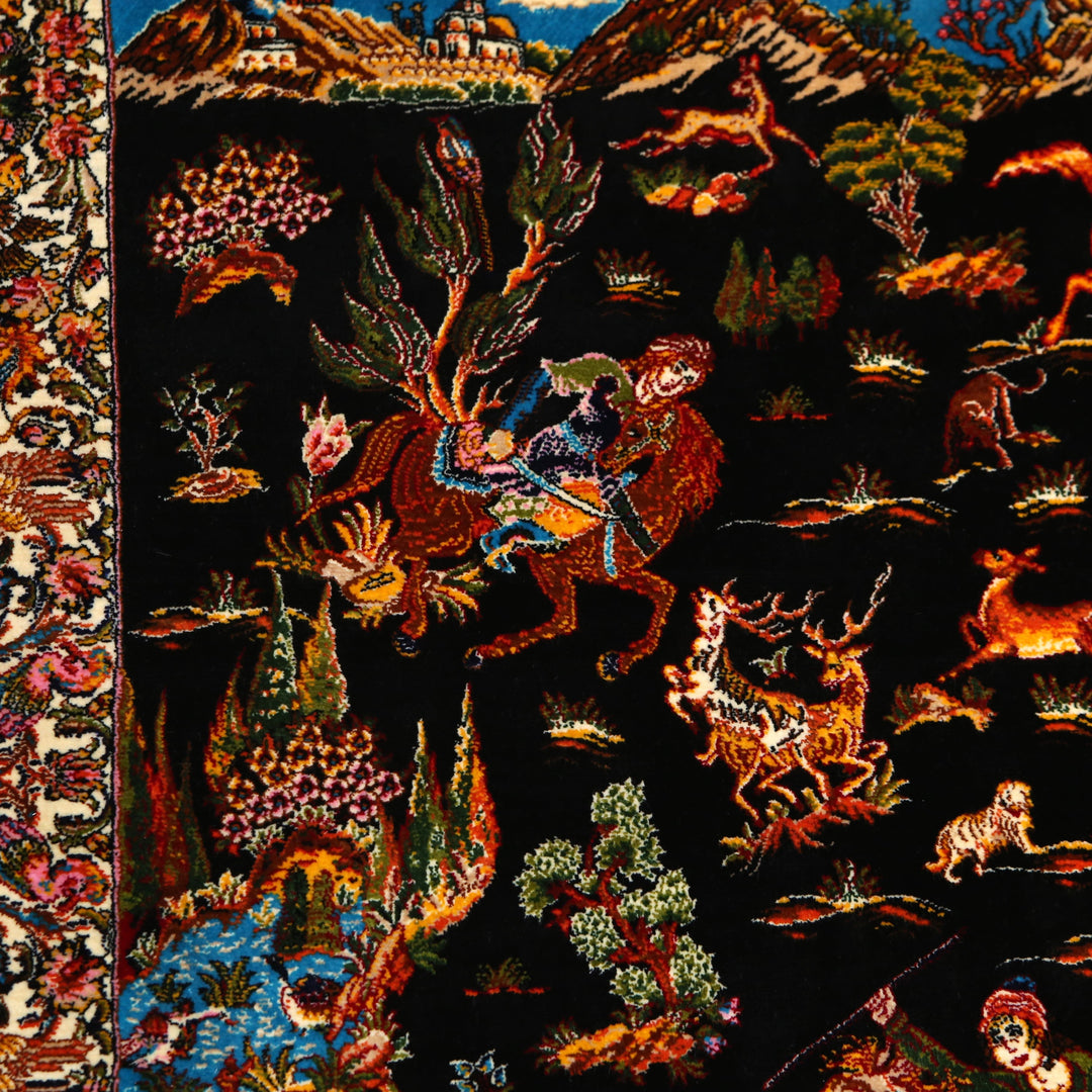 Shikargah Supreme Fine Persian Silk Rug 2.5x4 Ft