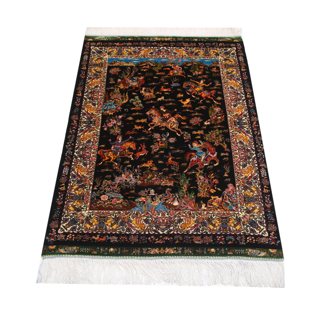 Shikargah Supreme Fine Persian Silk Rug 2.5x4 Ft
