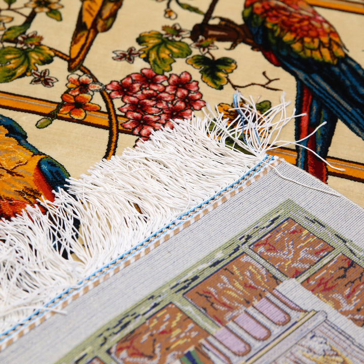 Pigeons of Love Supreme Fine Persian Silk Rug 2.5x4 Ft