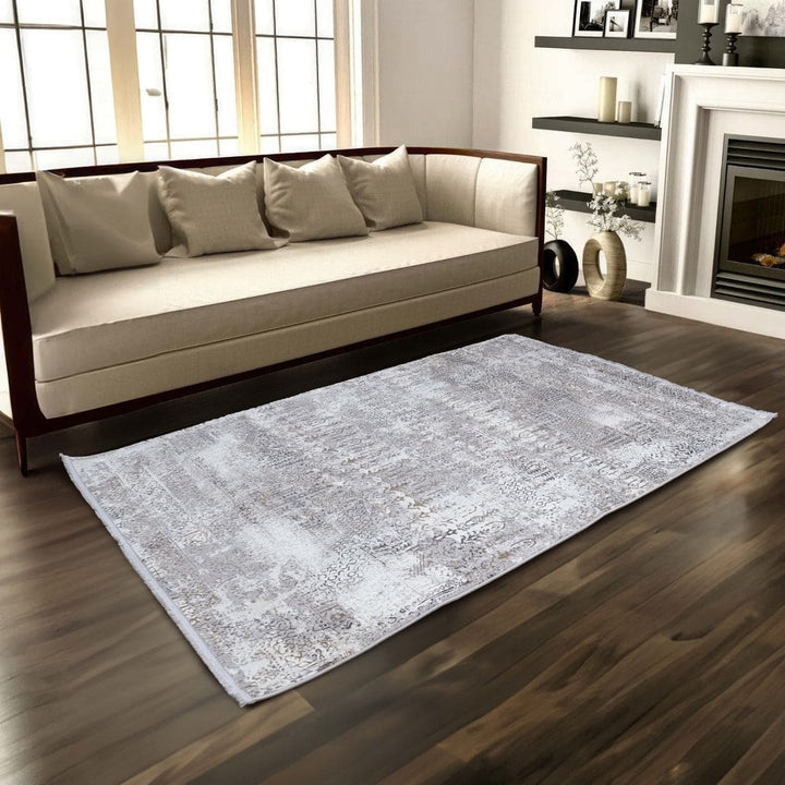 Grey Plain Turkish Rug 4X6 FT