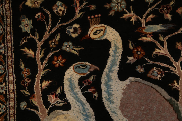 Harmony's Plumage: Peacocks in Love Silk Rug 3x5 Ft