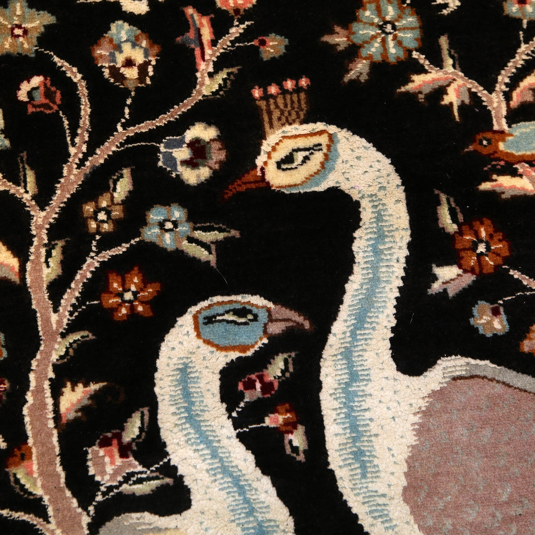 Harmony's Plumage: Peacocks in Love Silk Rug 3x5 Ft