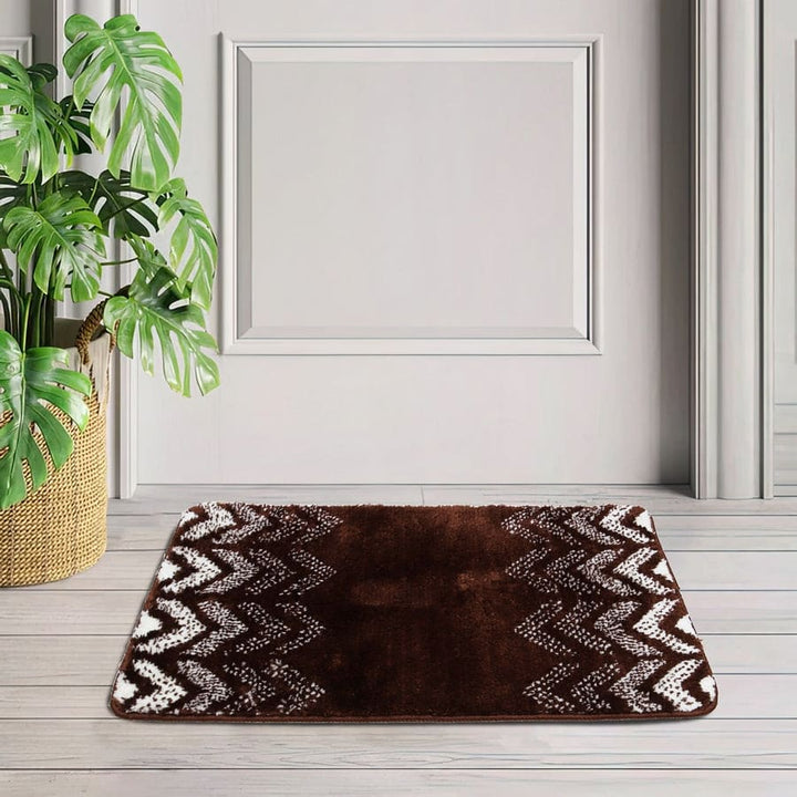 Brown Soft Chevron Patterned Bath Mat 50x80cm