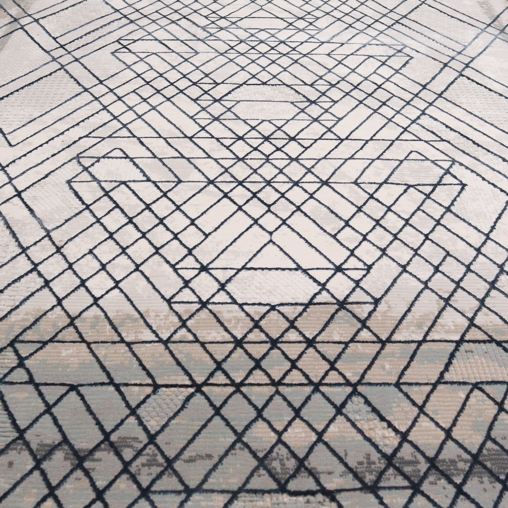 Off White Geometric Turkish Rug 5x8 FT