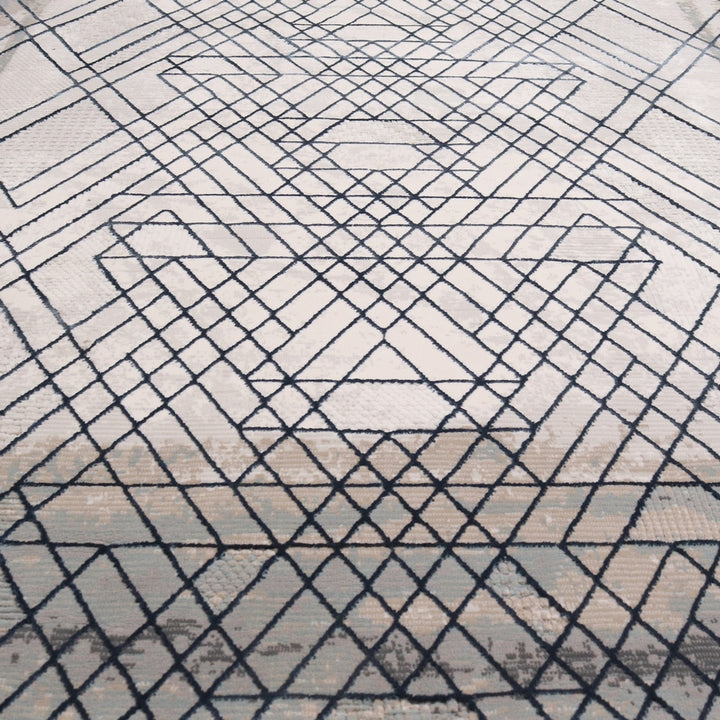 Off White Geometric Turkish Rug 5x8 FT