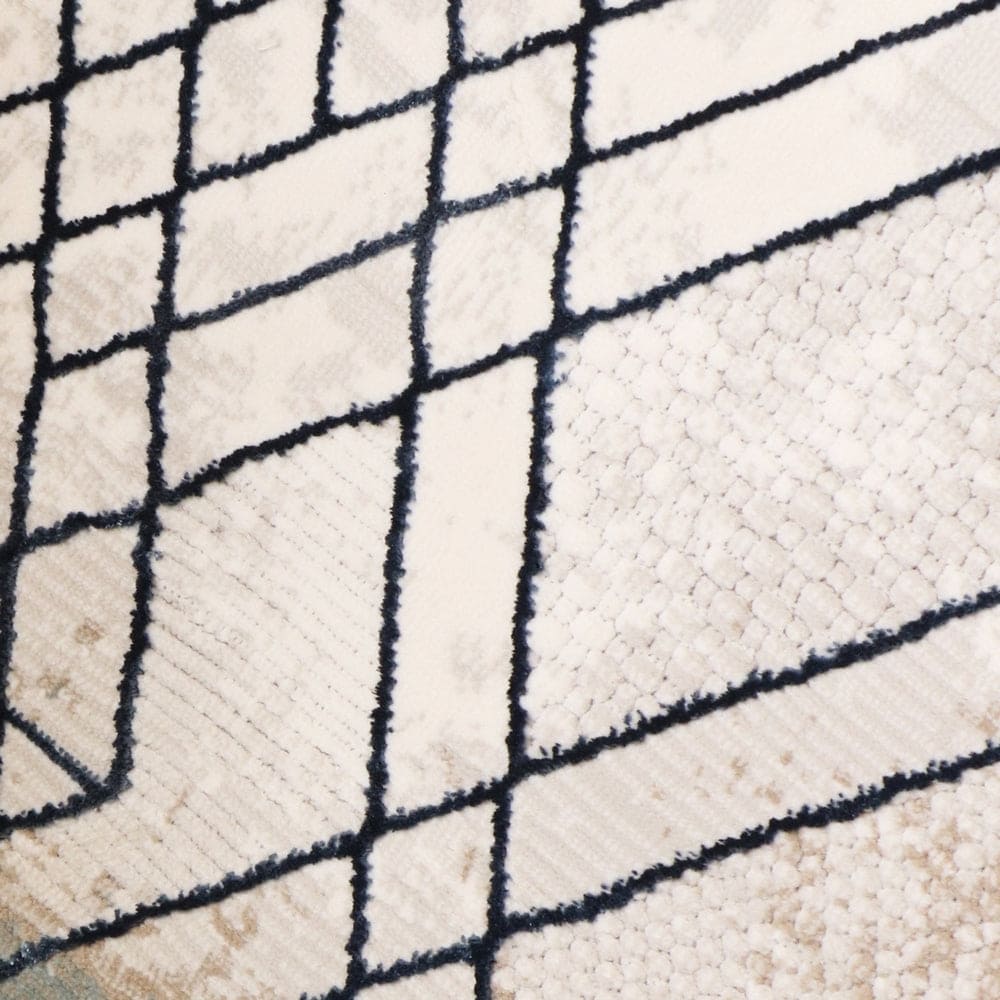 Off White Geometric Turkish Rug 5x8 FT